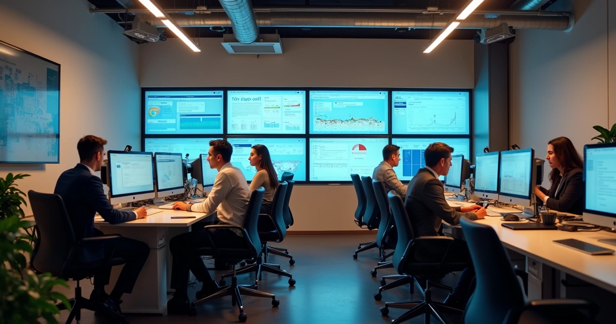 Equipe financeira de diferentes tamanhos de empresa em escritório 