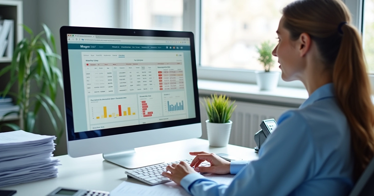 Equipe financeira de clínica analisando contas e atrasos em escritório