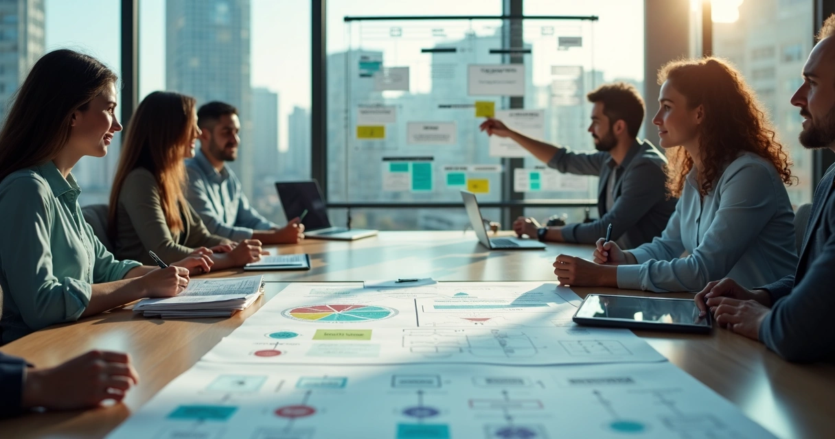 Equipe reunida em sala de reunião avaliando checklist de conformidade fiscal eletrônica 