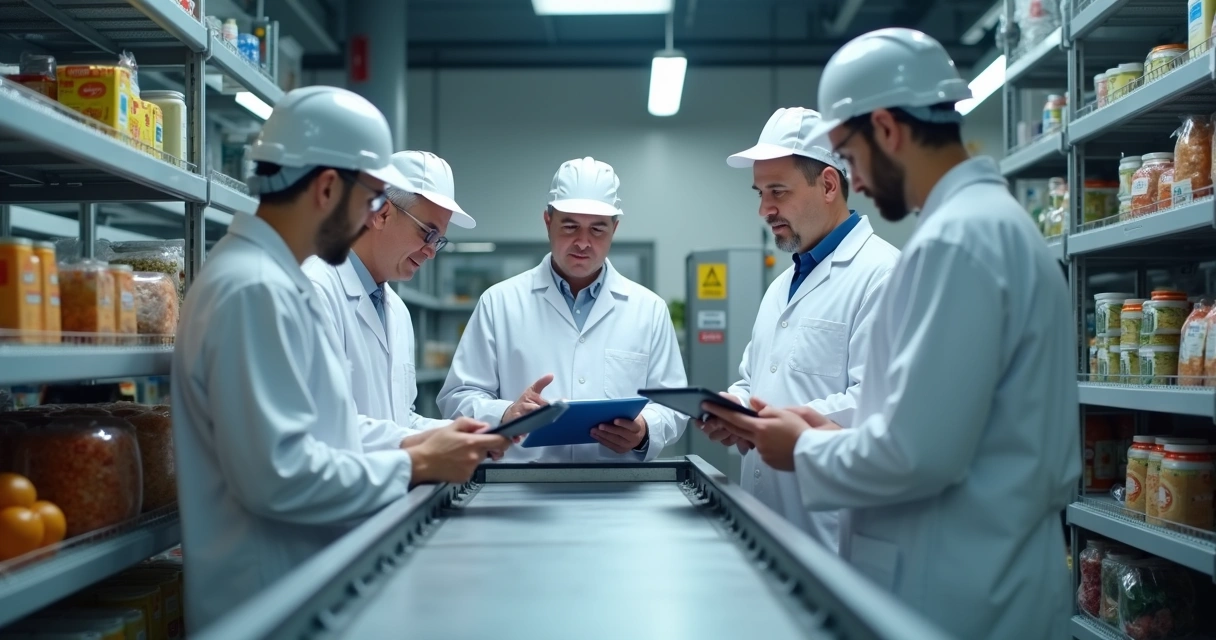 Equipe realizando inspeção digital em indústria de alimentos 