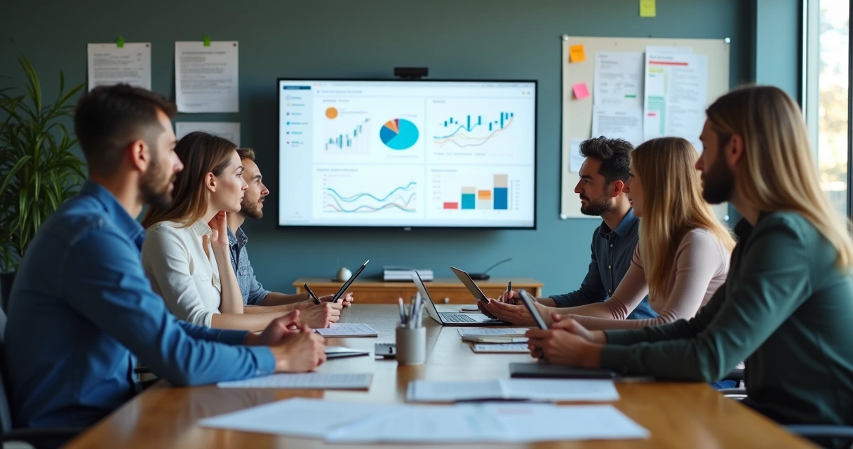 Equipe comercial discutindo automação de vendas