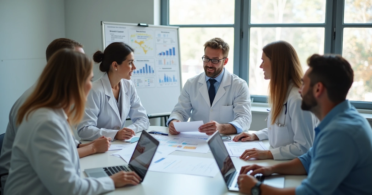 Equipe odontológica reunida para treinamento financeiro