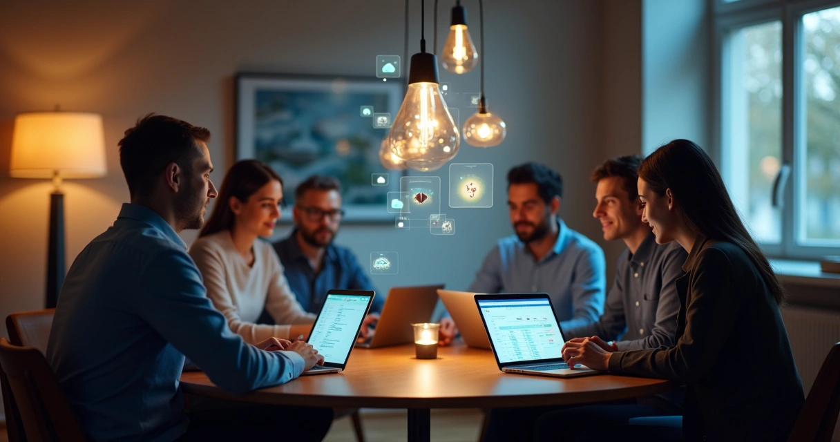 Equipe financeira usando ferramentas digitais em colaboração 