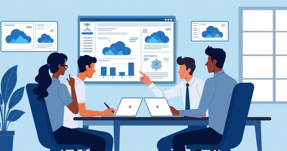 Profissionais de TI da Golden Cloud apoiando clientes em um escritório 