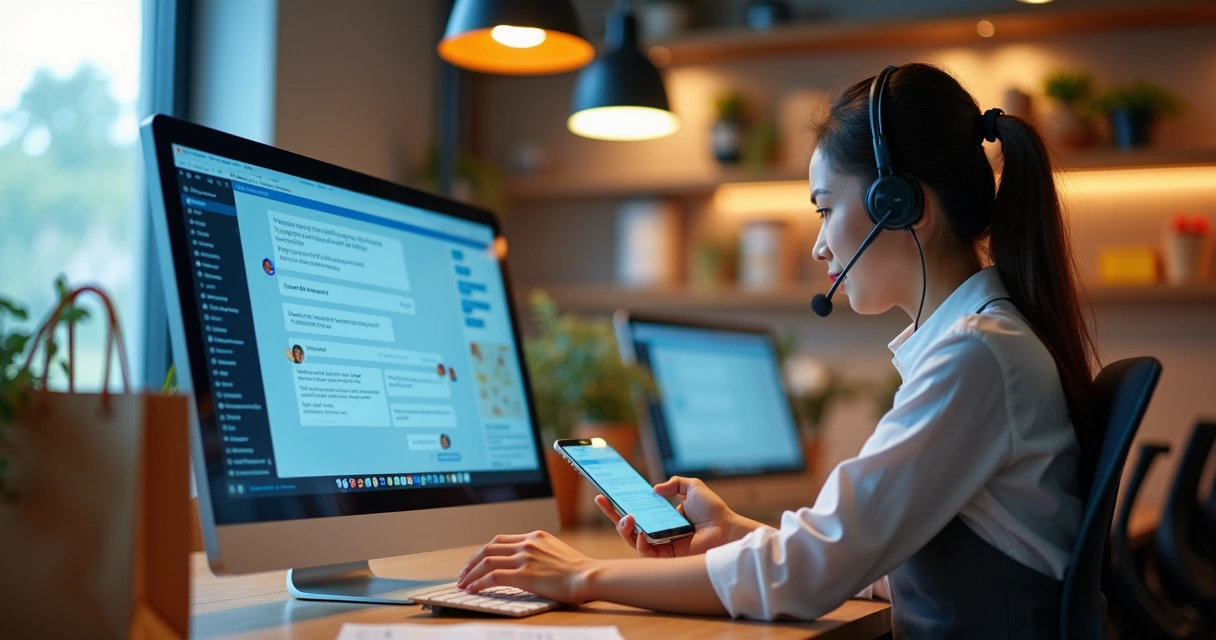Atendente humano assumindo conversa após triagem do chatbot