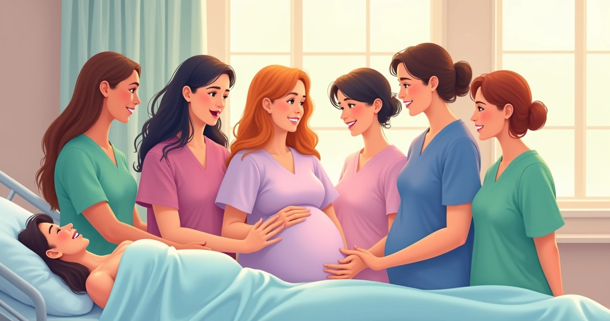 Equipe humanizada com parteira apoiando gestante na maternidade 