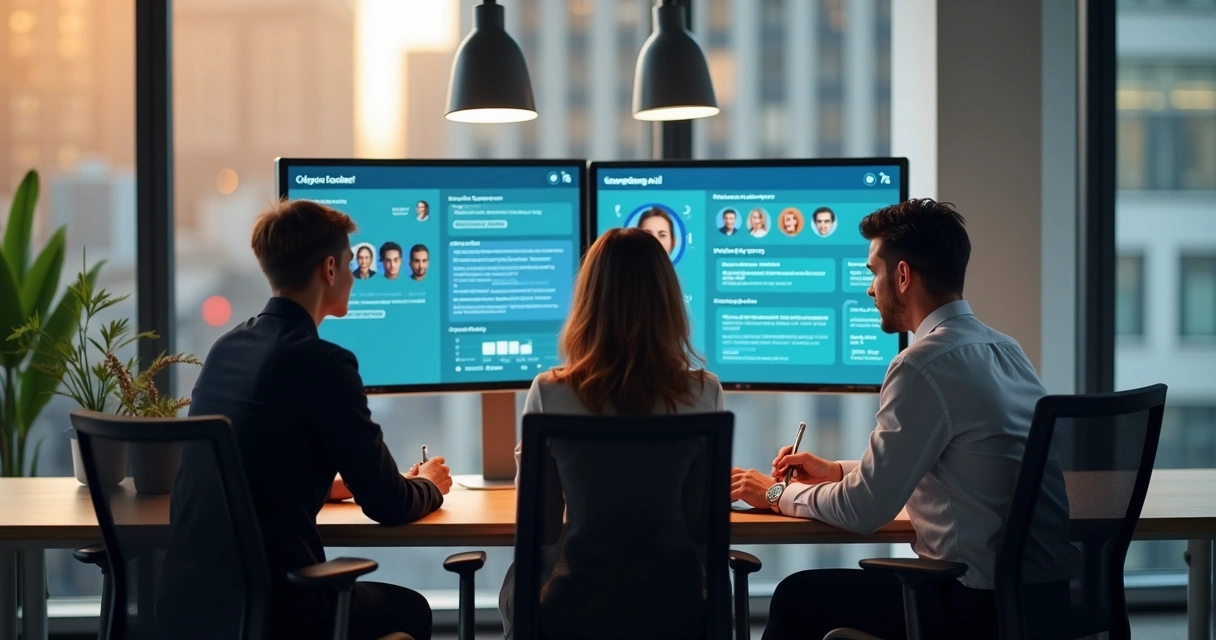 Equipe em atendimento com apoio de IA 
