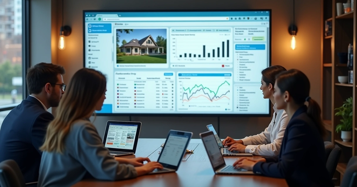 Equipes imobiliárias trabalhando com assistentes digitais.