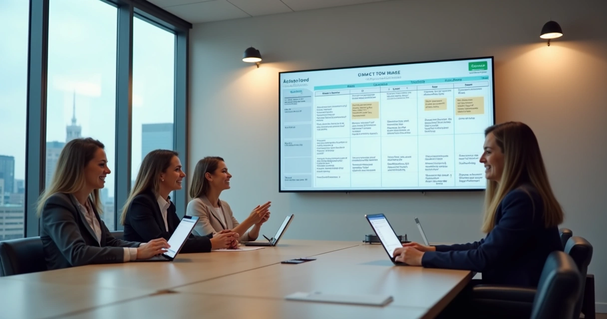 Equipe de imobiliária usando tablets em uma sala de reuniões moderna 