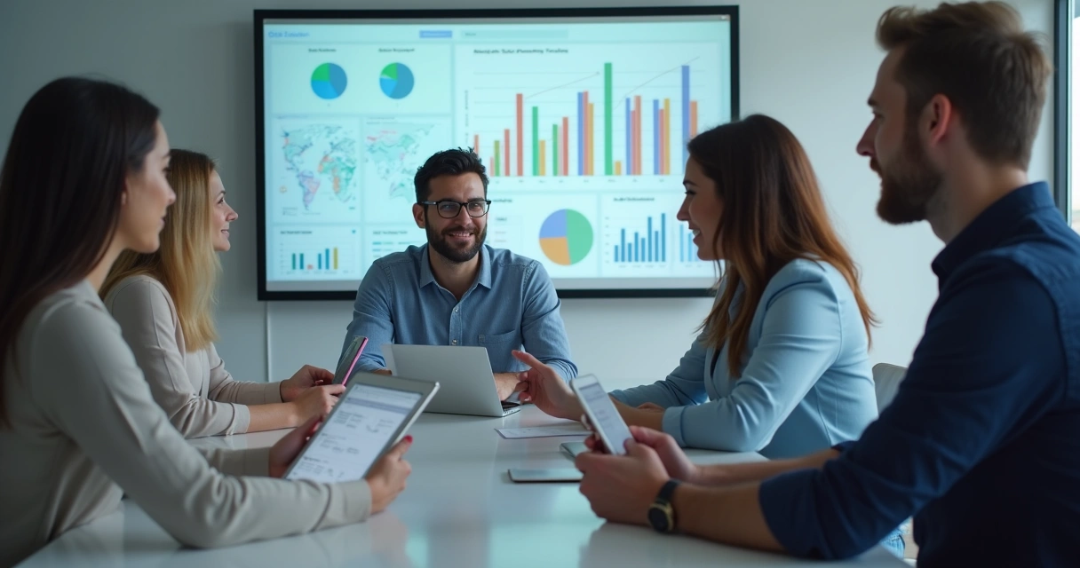 Equipe imobiliária usando tecnologia para atendimento 