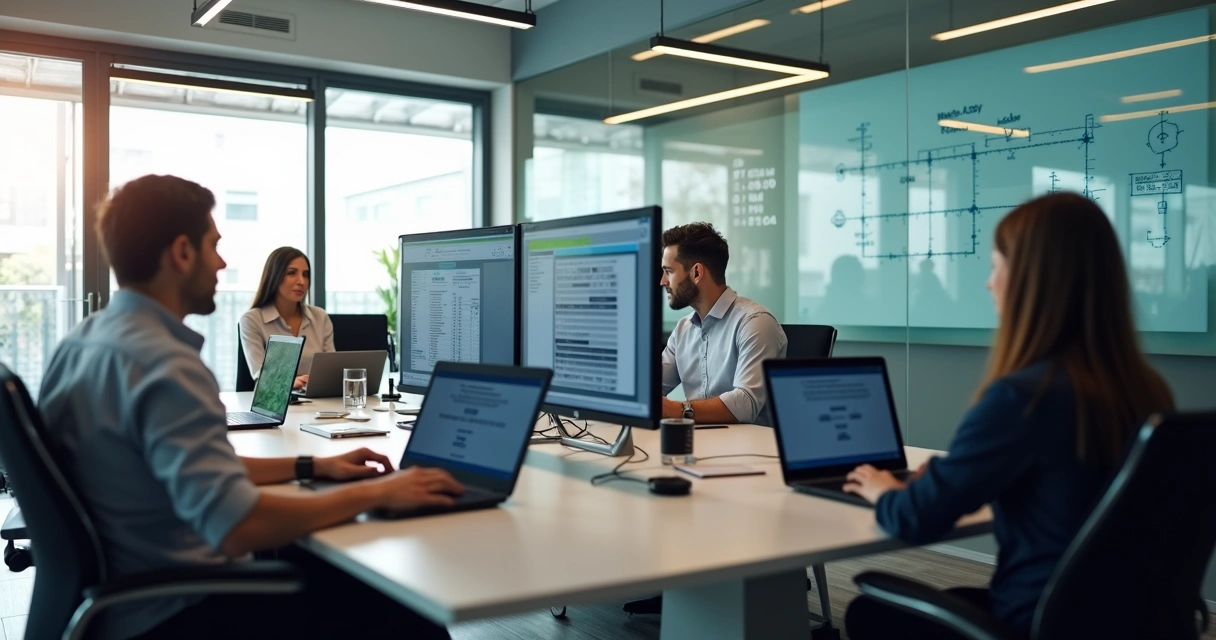 Equipe de TI e vendas integrando discador automático 