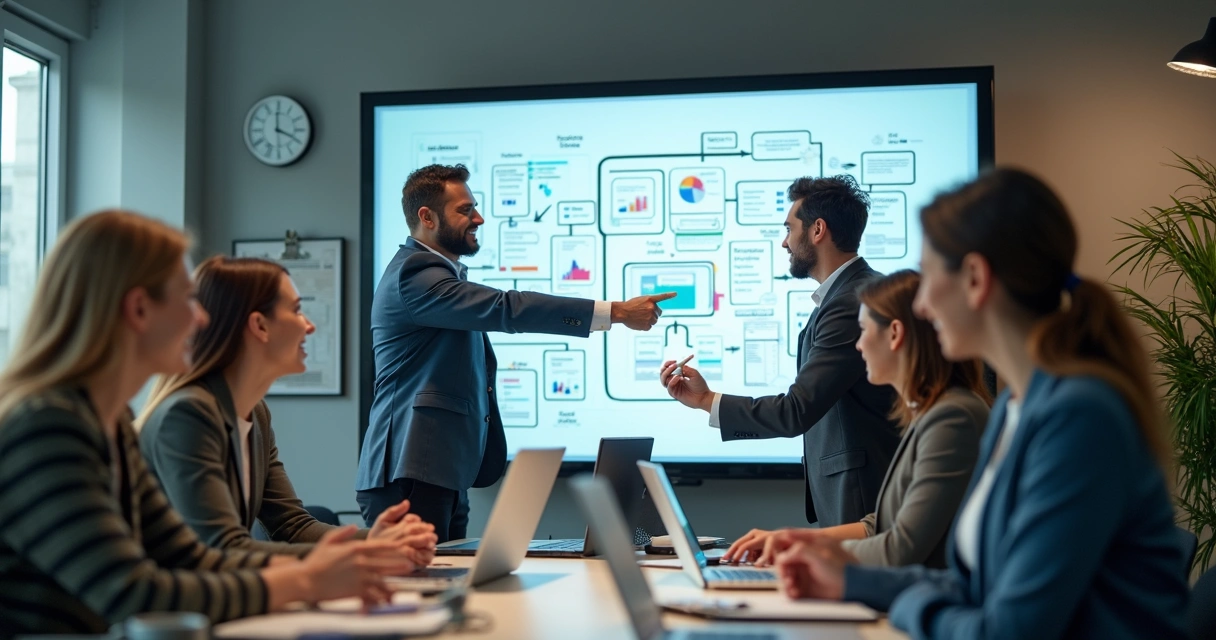 Equipe de RH reunida e celebrando integração de sistemas