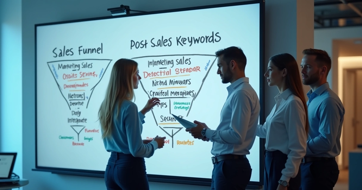 Equipe colaborando entre marketing vendas e pós-venda 