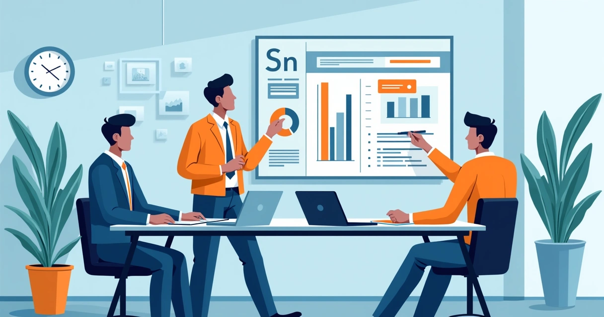 Equipe de marketing, vendas e tecnologia reunida em sala de reunião, trocando ideias