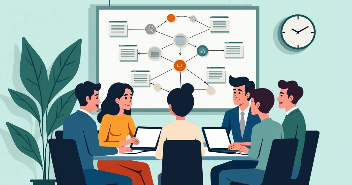 Equipe reunida ao redor de mesa discutindo estratégias integradas