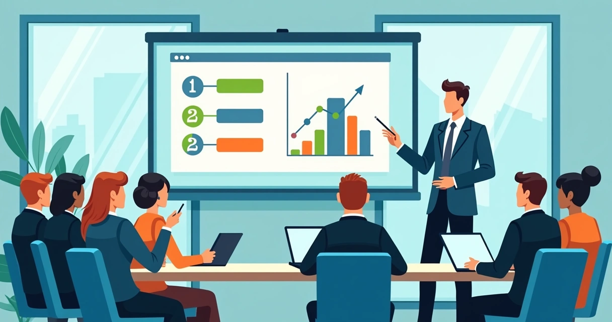 Funcionários sentados em sala de aula corporativa, recebendo treinamento digital 