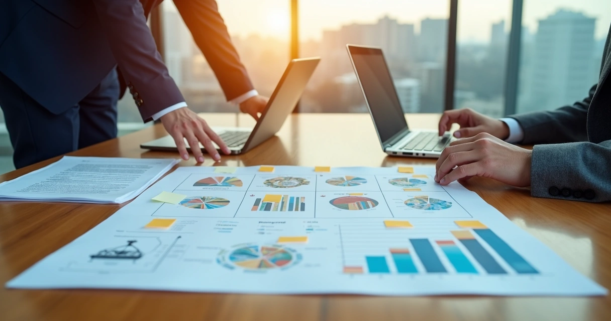 Equipe jurídica e contábil analisando planejamento empresarial conjunto 