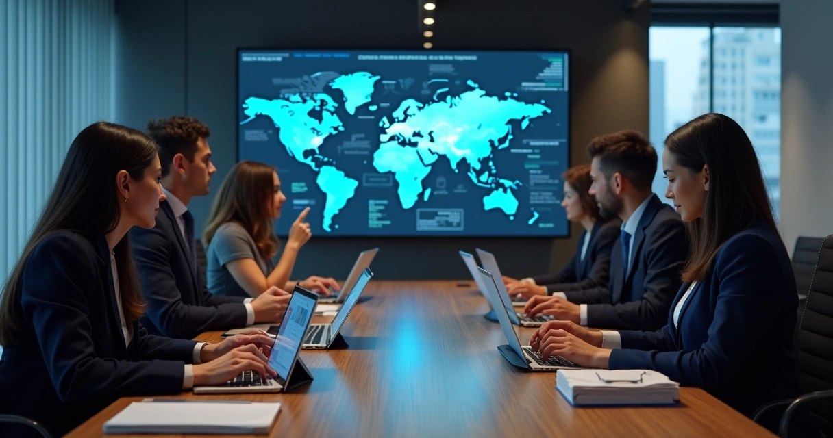 Equipe jurídica discutindo soluções baseadas em IA 