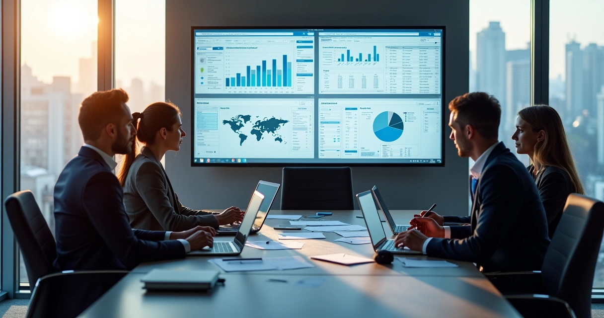 Equipe analisa resultados do LinkedIn em conjunto 