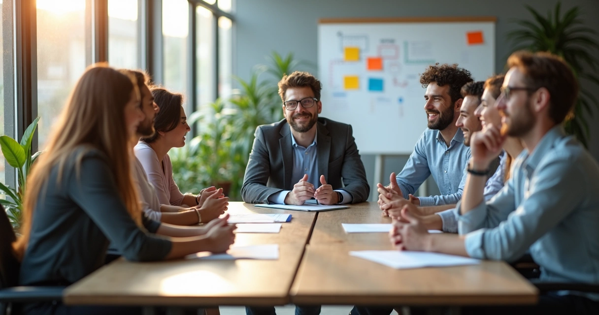 Equipe diversa conversando em ambiente de trabalho 