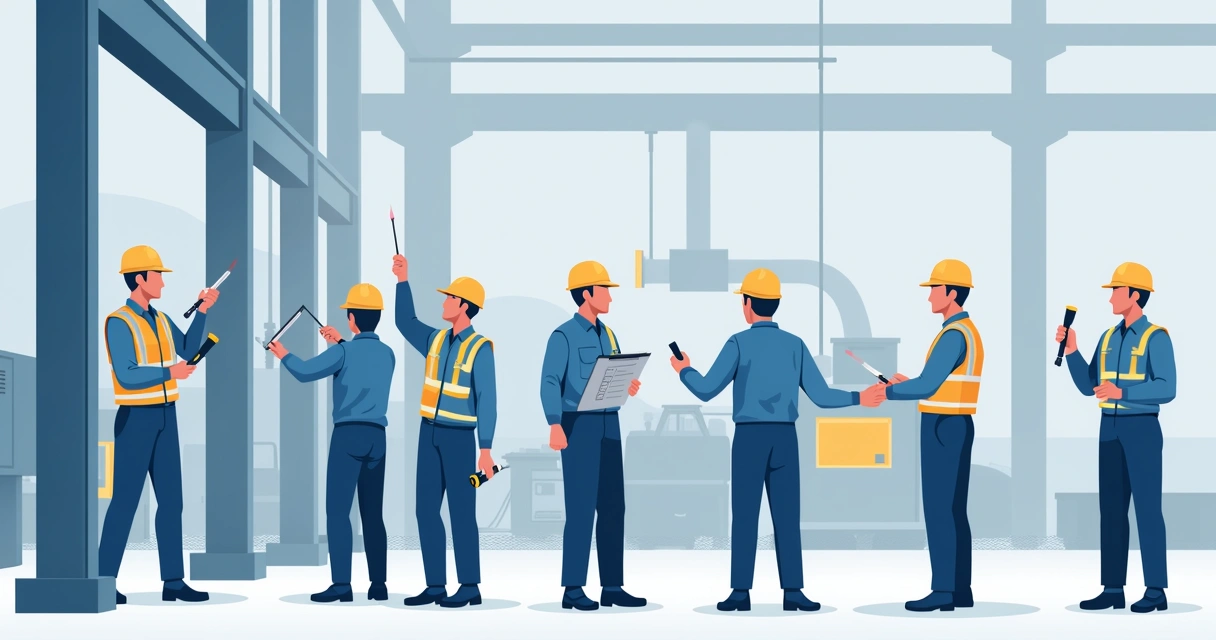 Equipe faz manutenção preventiva em estrutura metálica 