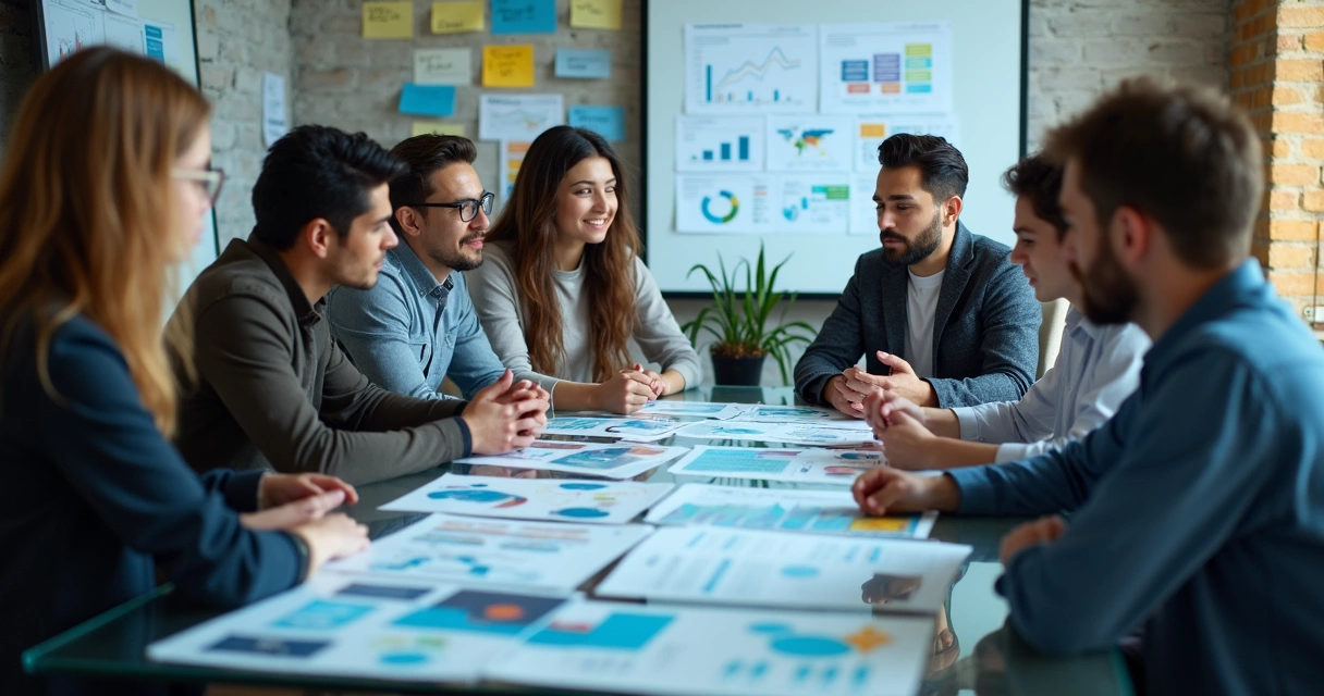 Time de marketing analisa dados em painéis digitais 