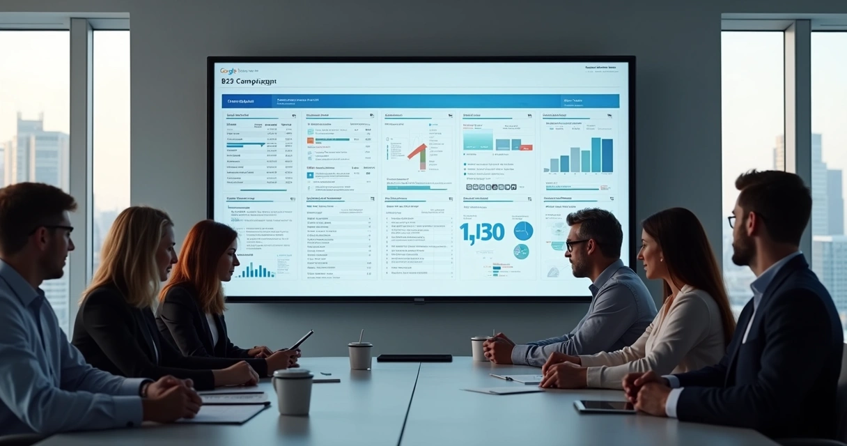 Equipe de marketing analisando estratégias B2B 