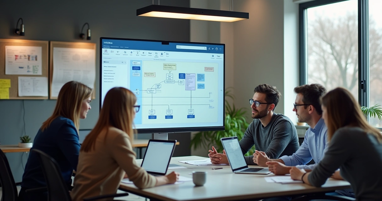 Equipe de marketing revisando automações na tela do computador