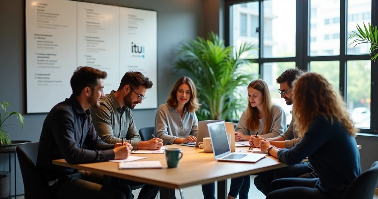 Equipe de marketing trabalhando em reunião em Itu 