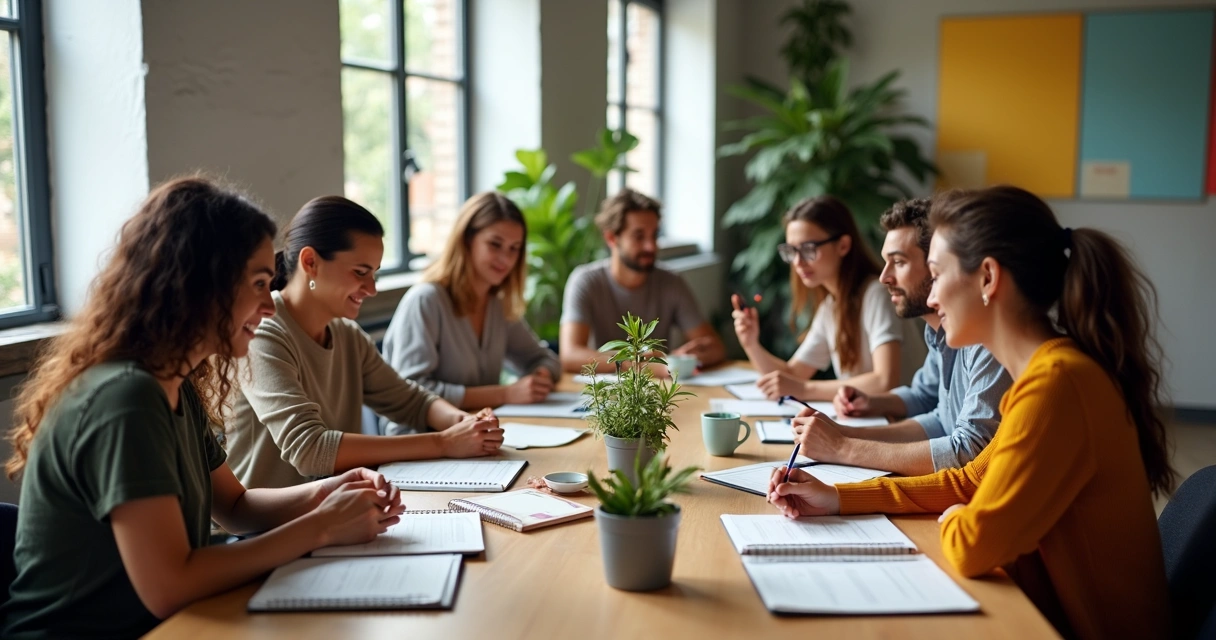 Equipe de marketing colaborando em escritório moderno 
