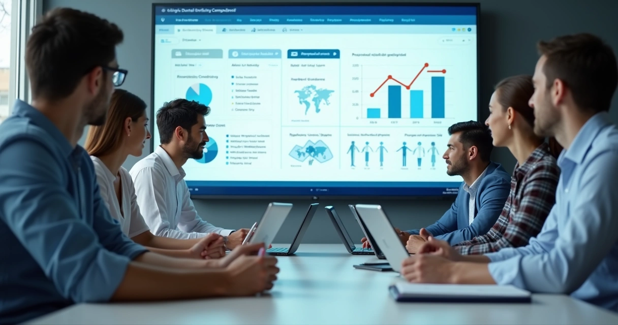 Equipe analisando campanhas de clínica odontológica 