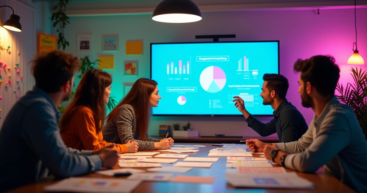 Equipe de marketing personalizando campanhas com dados 