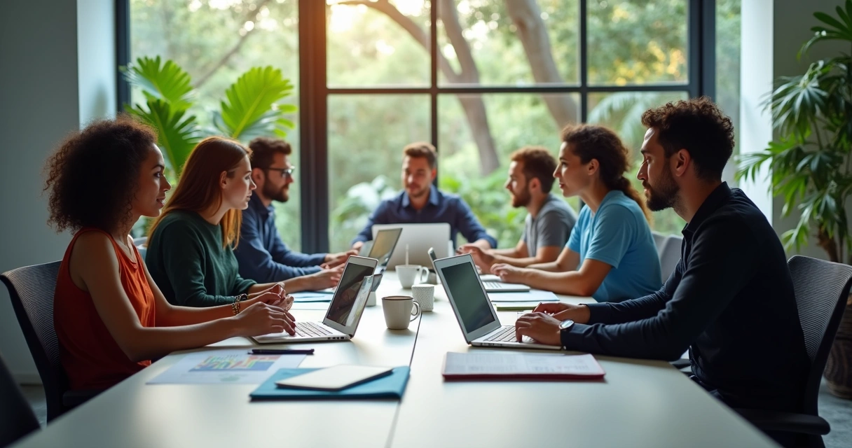 Equipe de marketing trabalhando em um escritório moderno 