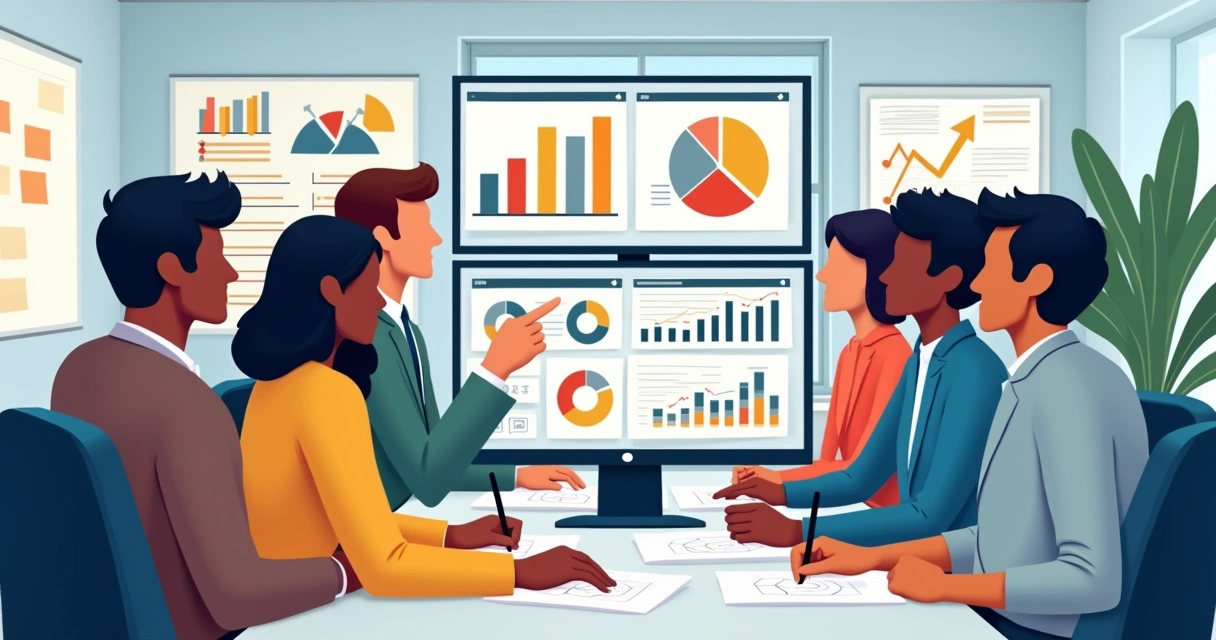 Equipes de marketing e vendas analisando dados de leads em telas digitais 