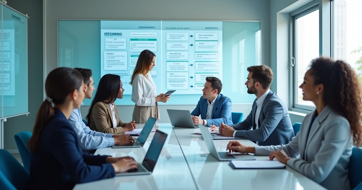 Equipes de marketing e vendas reunidas em clínica 
