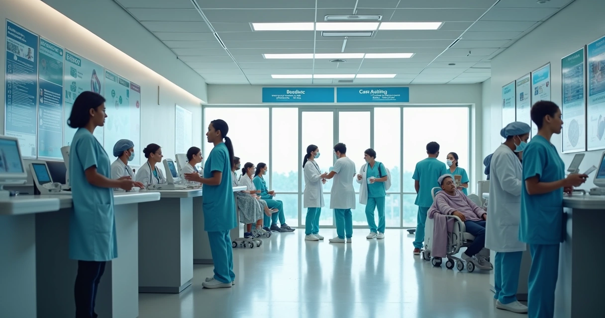 Profissionais de saúde atendendo pacientes em pronto atendimento