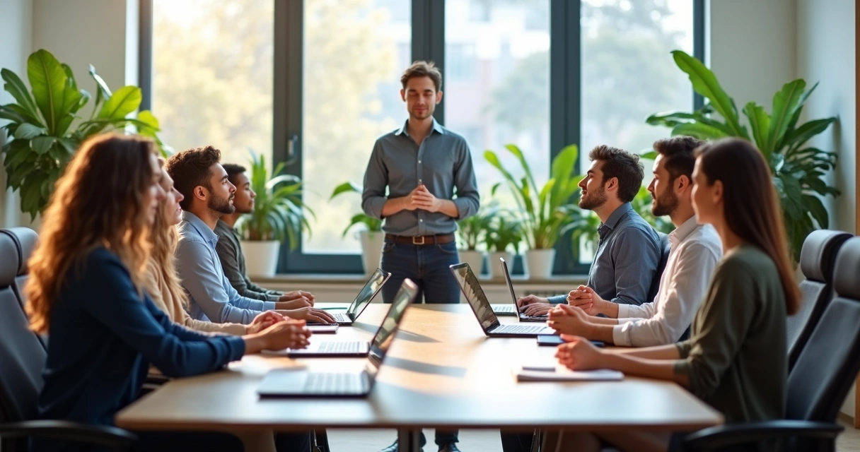 Equipe em prática breve de meditação no escritório