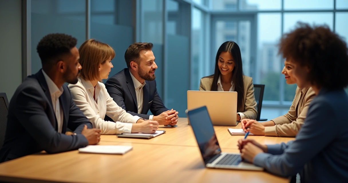 Equipe de trabalho em reunião com uma pessoa isolada na sombra 