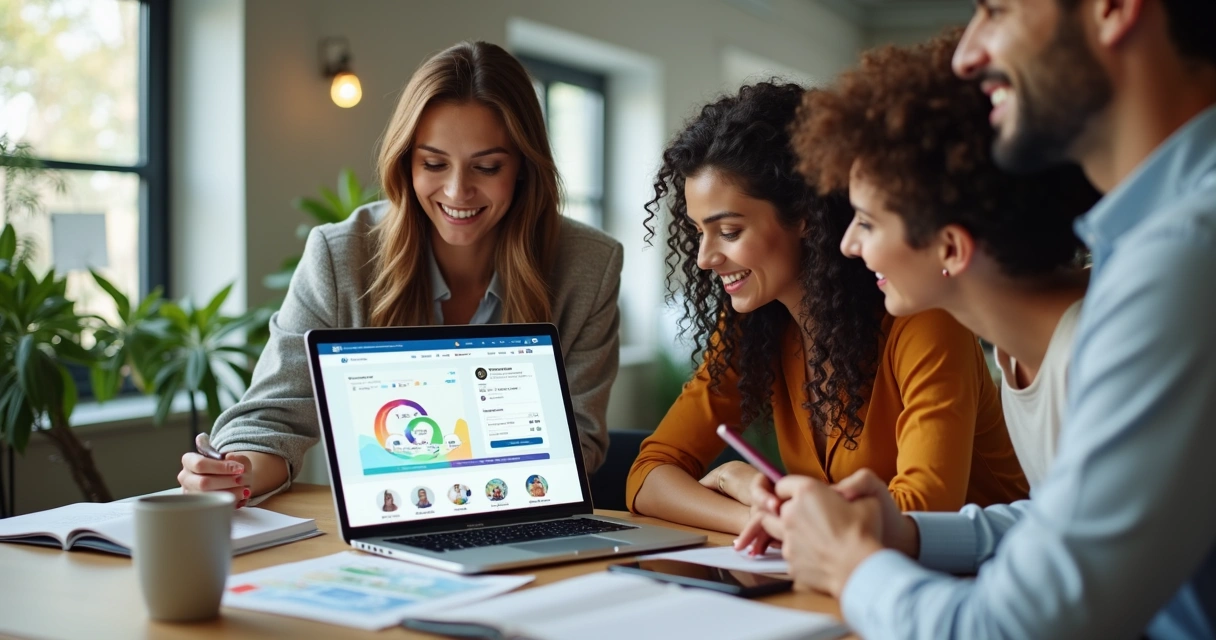 Pequena equipe reunida para discutir vendas online 