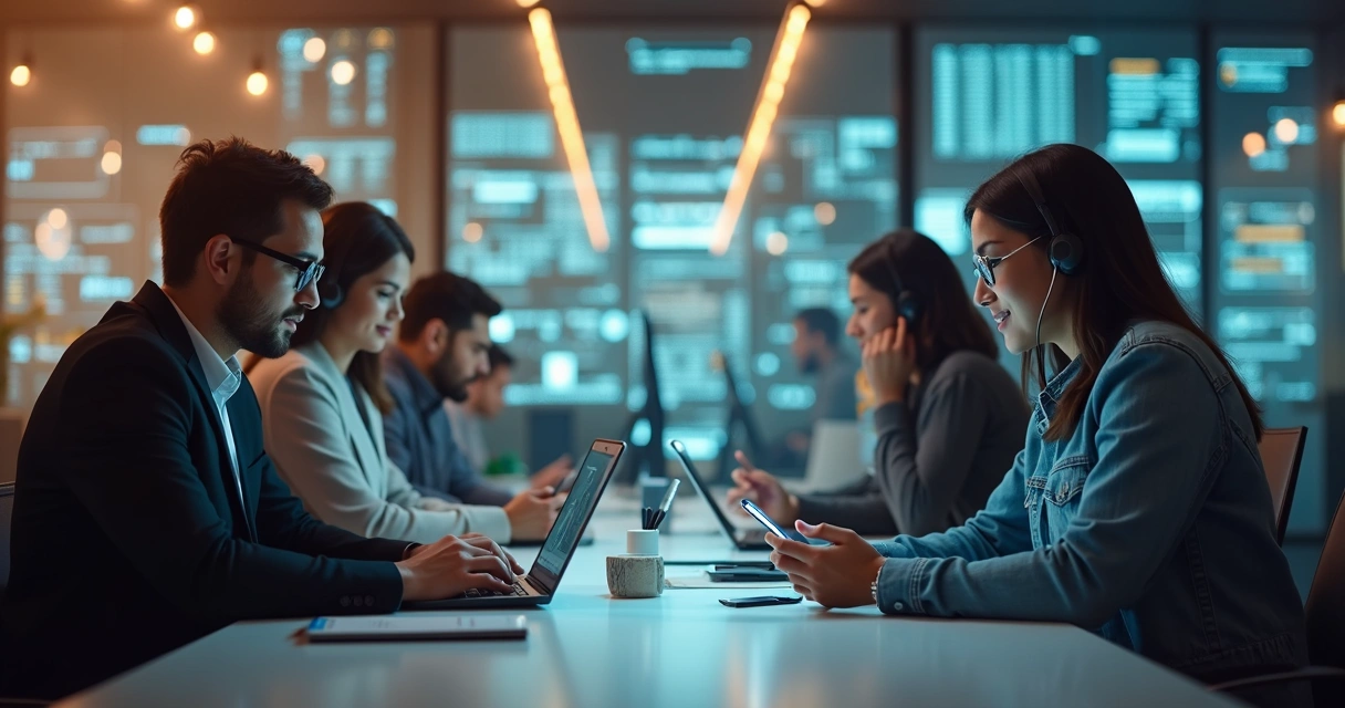 Equipe de atendimento mista presencial e digital 