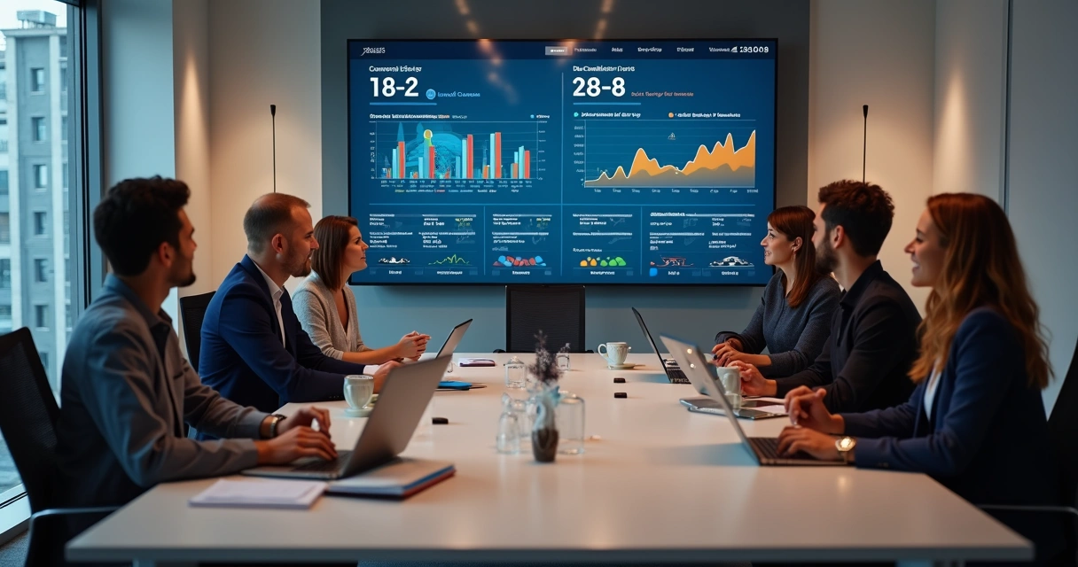 Equipe acompanhando métricas de atendimento em tempo real 