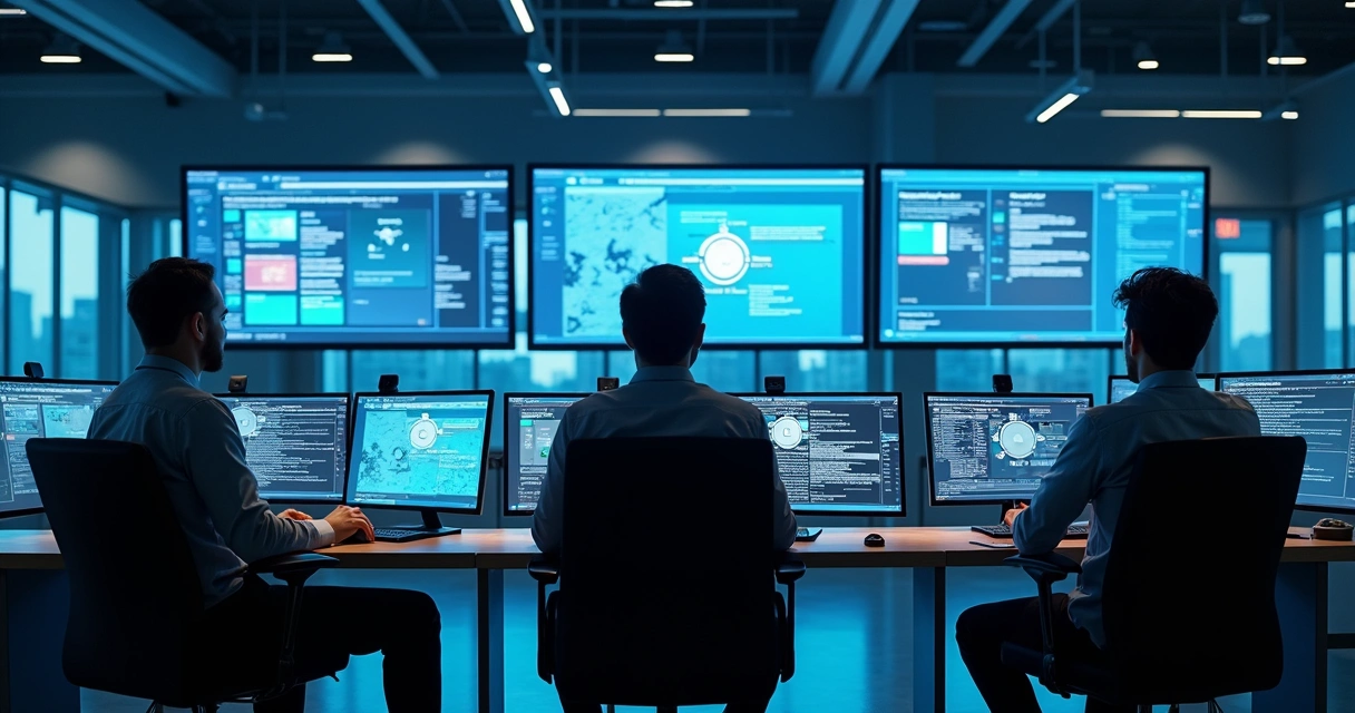 Equipe monitorando conversas automatizadas com foco em privacidade