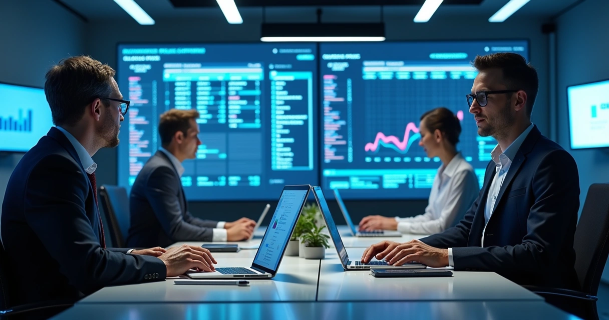 Equipe acompanhando atualização de preços no sistema 