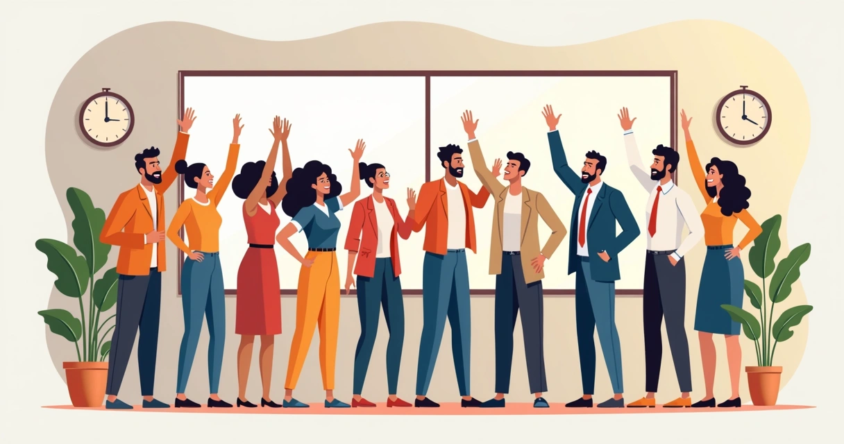 Equipe celebrando resultados em ambiente de trabalho saudável