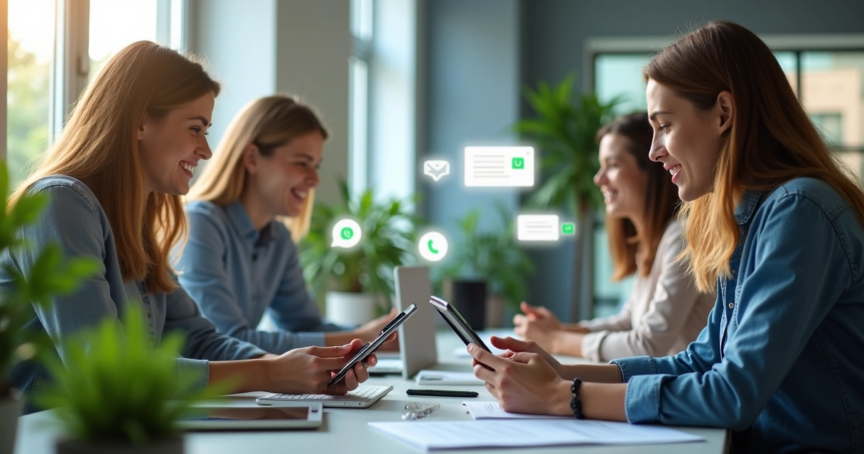 Equipe lidando com mensagens de leads em múltiplos dispositivos 
