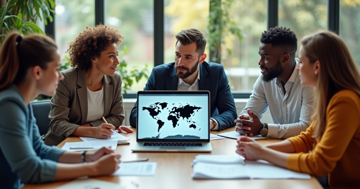 Pessoas diferentes em reunião de equipe 