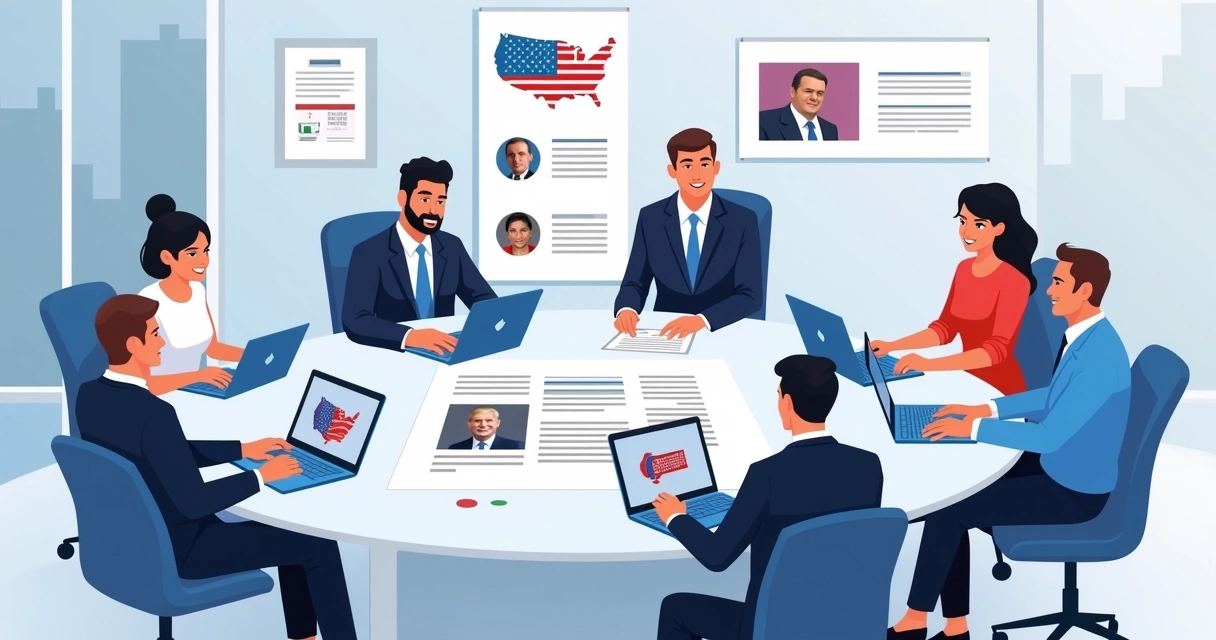 Equipe multidisciplinar trabalhando em branding político 