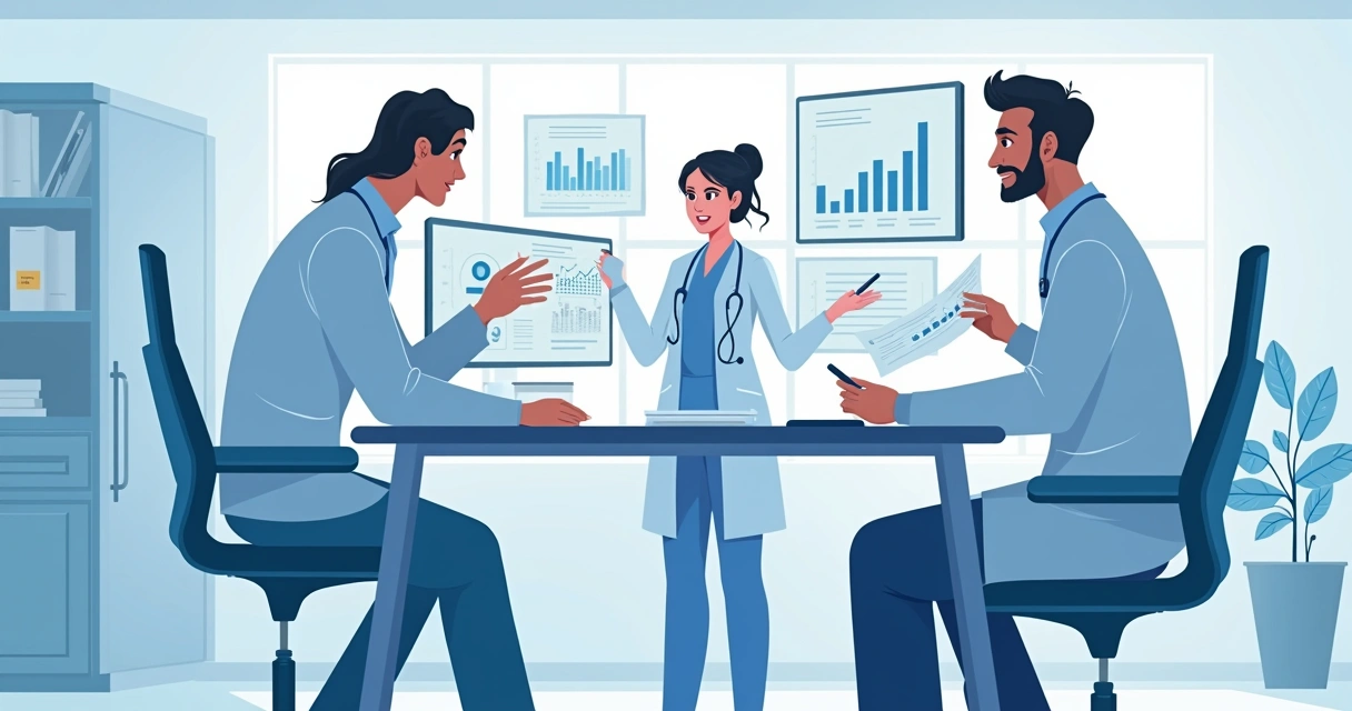 Diagnóstico e manejo da aspergilose pulmonar invasiva 5 Equipe multidisciplinar analisando dados de pacientes em ambiente hospitalar