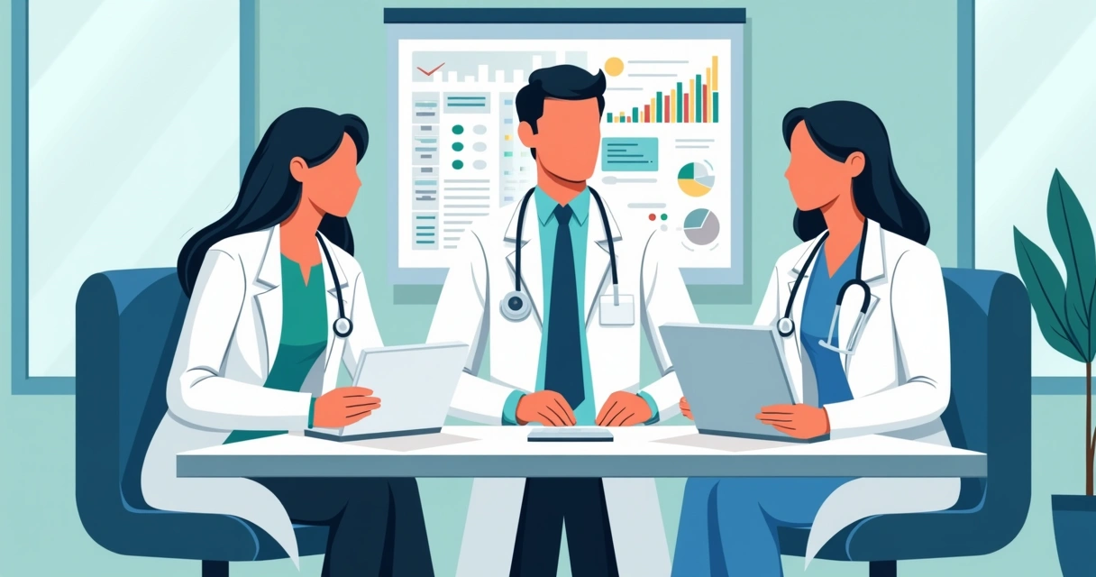 Terapia intravenosa versus oral na bacteremia por Staphylococcus aureus 3 Equipe de profissionais da saúde debatendo estratégia de uso de antibióticos em sala.
