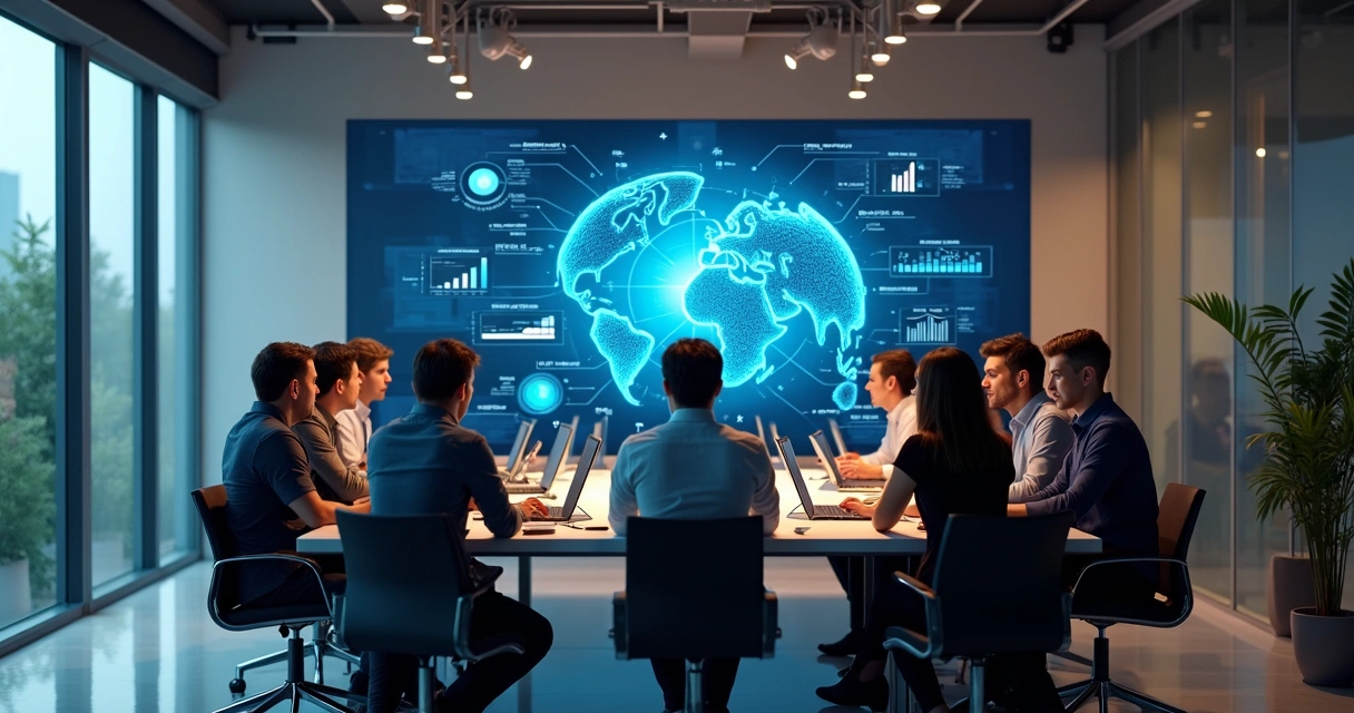 Equipe multidisciplinar discutindo integração de IA em empresa 